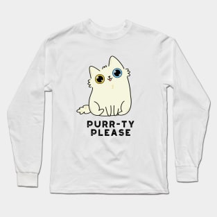 Purr-ty Please Cute Kitty Cat Pun Long Sleeve T-Shirt